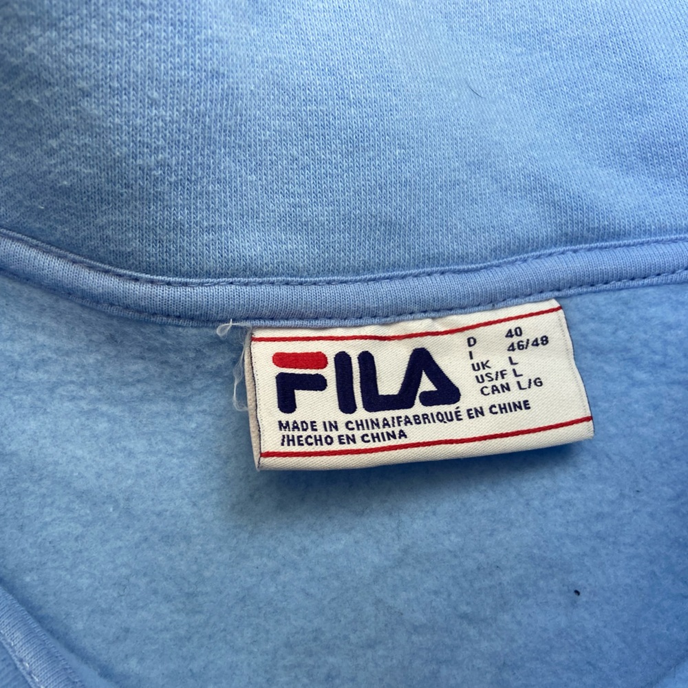 FILA Women's Black Blue White Long Sleeve 1/4 Zip‎ Pullover Sweatshirt Size L - Picture 4 of 5
